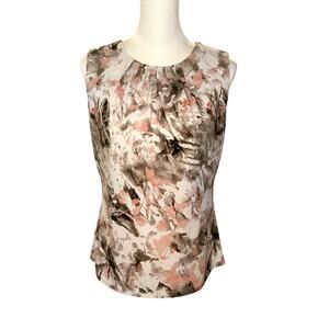 Calvin Klein Sleeveless Top Pink White Brown Medium